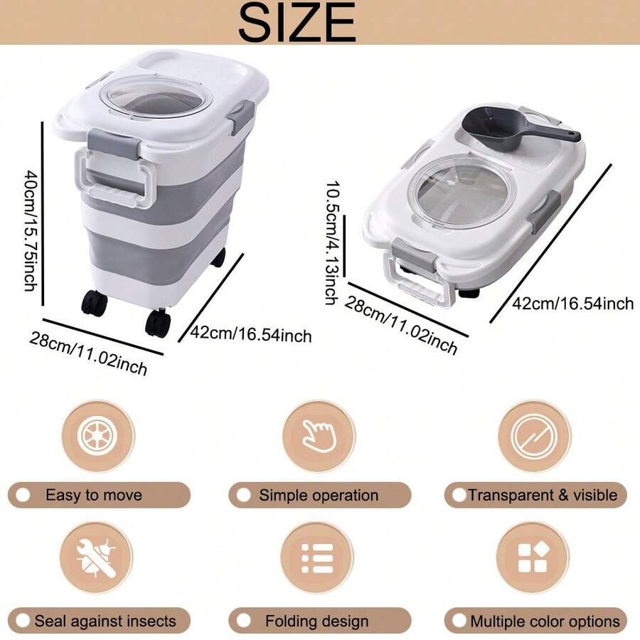 25 LB Collapsible Pet Food Container With Lids, Dog Food Storage