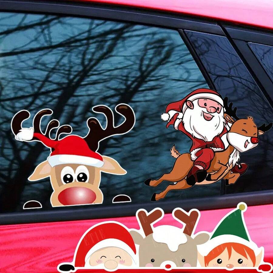 1pc Christmas Party Decoration, Christmas Reindeer Shape Car Window