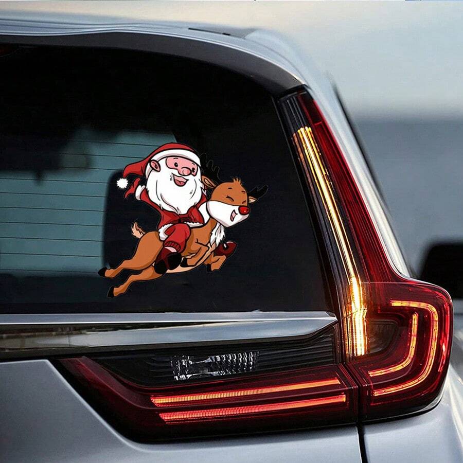 1pc Christmas Party Decoration, Christmas Reindeer Shape Car Window