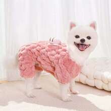 1pc New Autumn And Winter Warm And Thick Teddy Four Legged Clothes With Plush Bees That Can Pull Dogs And Cats' Clothes - Multicolor - View 6