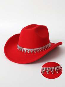 قبعة كاوبوي بلون واحد للسيدات ملائمة للاستخدام اليومي، بطراز غربي مناسبة للعطلات والاسترخاء