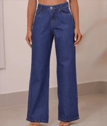 Women's Wide Leg Pantalona Jeans High Waist Lifts Butt - Dusty Blue - View 1