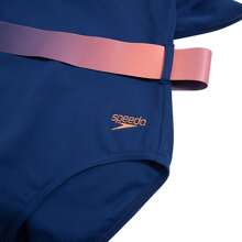 Speedo Women Sporty Sleek One Piece Swimsuit - Conch Blue/Coral Orange/Miami Lavender - View 2