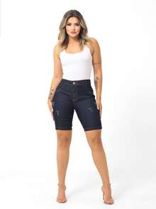 WOMEN'S CASUAL JENAS CYCLING SHORTS WITH LAYCRA - 深色水洗藍 - 查看 3