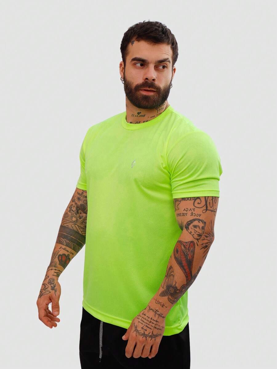 Men's Dry Short Sleeve Gym Training T-Shirt - Lime Green - View 1