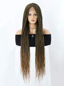 Full Double Lace Braid Wig With Baby Hair 36" Knotless Box Braided Wigs For Women Long Braided Lace Wigs Synthetic Braided Lace Front Wigs - Multicolor - View 12