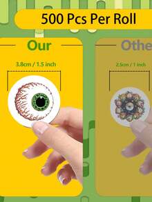 500pcs/Roll Big Eyes Horror Halloween Decoration Stickers - Blue and White - View 3