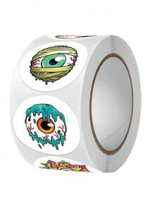 500pcs/Roll Big Eyes Horror Halloween Decoration Stickers - Blue and White - View 2