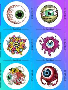 500pcs/Roll Big Eyes Horror Halloween Decoration Stickers - Blue and White - View 5