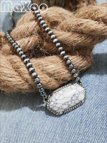 Vintage European & American Bohemian Style Turquoise Necklace For Women, Suitable For Party, Travel, Gift For Festivals & Anniversaries. Please Share Photo Review If You Like The Product.