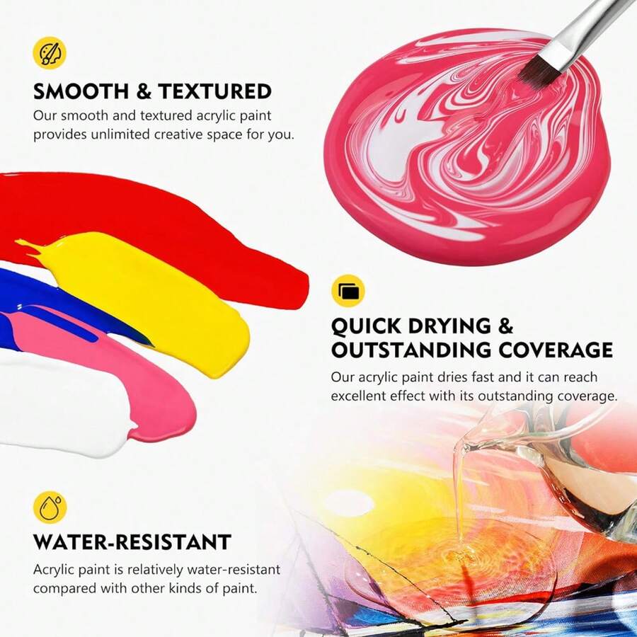 ( 500 Ml,16.9 Fl Oz )Acrylic Paints Are WaterBased, Have A Creamy