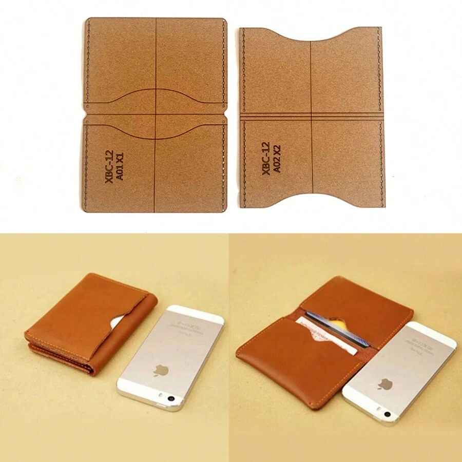 DIY Leather Craft Pattern Template, Laser Cut Brown Cowhide Cards