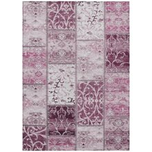 5' X 8' Mountbatten Pink Patchwork Washable Non Skid Indoor Outdoor Area Rug - 彩色 - 查看 2