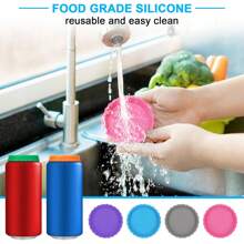 1/6 pièce Couvercles en silicone réutilisables pour canettes de soda, couvercles pour canettes, bouchons et protecteurs pour sodas, boissons, jus, convient aux canettes standard - Voir 4
