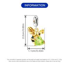 1 件 S925 纯银 18K 镀金勤劳蜜蜂心形绿色锆石吊坠 DIY 时尚手链项链女士周年纪念生日礼物送给朋友和家人 - 銀色 - 查看 4