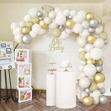 Bộ 105 vòng hoa bóng bay bạch kim hình vòm, thích hợp cho sinh nhật, đám cưới, họp mặt gia đình, tiết lộ giới tính, họp mặt tiệc theo chủ đề, trang trí tiệc và trang trí nhà cửa, được trang bị dây bóng bay, chấm dính và ruy băng - Nhiều màu - Xem 9