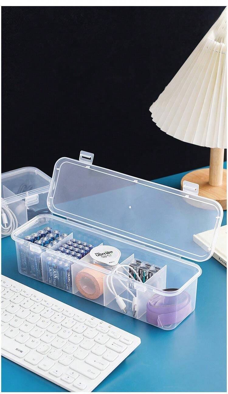 Plastic Hair Clip & Elastic Band Storage Box, Transparent Organizer Box