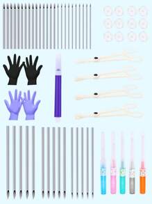 Kit de piercing cu 9 bucăți, ace, cleme, forceps și mănuși asortate - ideal pentru urechi, nas, buric, limbă, mamelon, sprâncene și buze 14G/16G/18G/20G