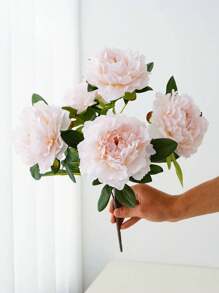 1pc High Quality 5-Headed Peony Artificial Flower, Fake Flowers Decor For Living Room, Tabletop Decoration, Valentine Day, Gift Gifts Birthday Graduation