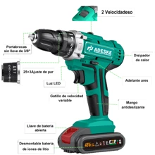 Taladro Rotomartillo Nanwei Sin Escobillas Adeske T66 inalámbrico verde oscuro con 156W de potencia 100V/240V - Verde - Ver 7
