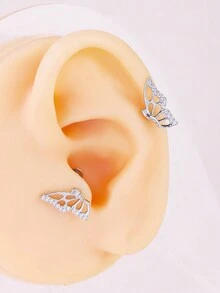 1 chiếc khuyên tai hình cánh bướm bằng thép titan thời trang thanh lịch, thích hợp để đeo hàng ngày - Bạc - Xem 7