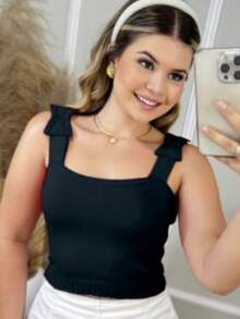 TRICOZHU TRICO-ZHU Cropped Tricot Modal / Cropped Tank Top / Trico Tank Top / / Blogger Fashion / Shipping 24hrs 2024 - 黑色 - 查看 2