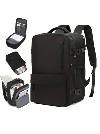 1 件带鞋隔层的宽敞背包，带充电端口的休闲背包，适合笔记本电脑、徒步旅行、户外、运动、学生