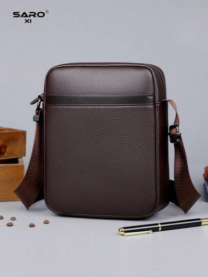 Men Bag Shoulder/ Crossbody Bag, Lychee Pattern, Large Capacity, For Work, Fashion, Weekend Travel Side School Business Casual Sling Bag Retro Business Shoulder Bag Simpler Classic Student Multi-Functional Outdoor Casual Vacation Gifts For Men Leather Bag Valentine Day Vintage Valentines Holiday Essentials Bag For Men Camping Sling Bag For Men Stickers Bags Winter Brown Bag Back To School Valentine Gifts For Men Vintage Gift Bag Bag Pack Cross Body Bag Spring Vintage Bags School Supplies Purse Festival