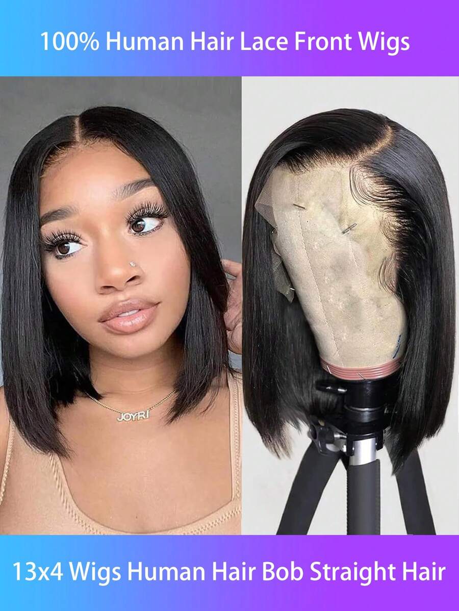 16 Inch Bob Wig Human Hair 13x4 HD Lace Frontal Wigs Human Hair Pre Plucked With Baby Hair Short Straight Bob Lace Front Wigs Human Hair For Women - Natural & Black - View 1