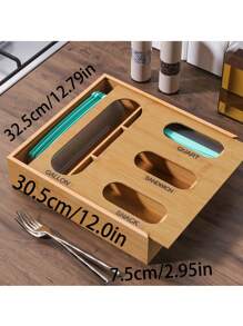 "12-Inch Wooden Wrap Organizer - Aluminum Foil & Plastic Wrap Dispenser For Kitchen Drawers, Space-Saving Storage For Cling Film & Wax Paper (Natural Wood, Easy Roll Access)" - Multicolor - View 12