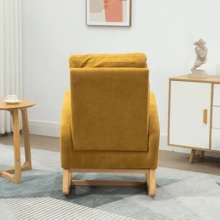 Comfy Rocking Chair, Upholstered Accent Glider Rocker For Baby Nursery Or Relaxation, Living Room Armchair With High Back And Headrest, Modern Rocking Glider With Side Pocket