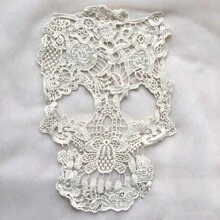 1 件花卉图案蕾丝骷髅头贴片，用于服装装饰 - 彩色 - 查看 4