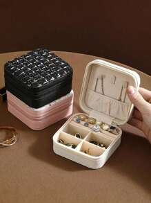 便携式珠宝收纳盒，旅行珠宝盒，简约旅行和家居优雅珠宝收纳盒，用于耳环、戒指、手镯、珠宝盒，时尚个性化珠宝收纳盒，用于戒指、项链、耳环，送给女性的完美礼物，精致难忘的母亲节、情人节、圣诞节礼物 - 彩色 - 查看 11