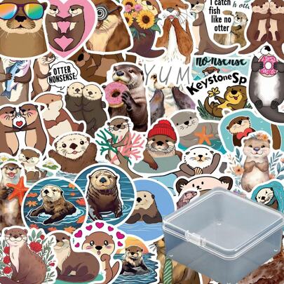 50 sztuk naklejek Otter Doodle, odpowiednich do dekoracji deskorolki, komputera, butelki z wodą, kasku, biurka, etui na telefon i nie tylko, kreatywne naklejki DIY
