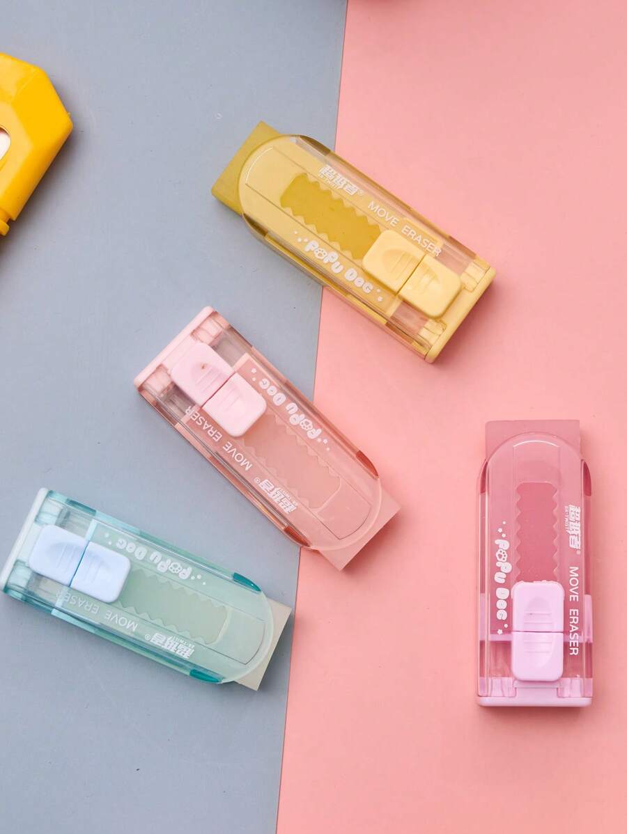 推拉式可爱橡皮擦女孩铅笔橡皮学生橡皮卡通笔形橡皮儿童学习用品奖品办公橡皮 - 均碼 - 查看 1