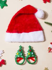 Children's Christmas Hat + Christmas Glasses Set For 1-5 Years Old, Baby Christmas Decoration Christmas Gift, Kid Xmas Gift,Boys And Girls Universal, Girl Fall Dress Red Accessories - Multicolor - View 16