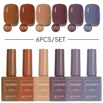 6Pcs/Set Gel Nail Polish Set Fall Shine Finish Semi Permanent Glitter Sequins Nail Polish Set Kit Soak Off Uv Varnish Nail Art For Manicure Nail Design Solid Color One Bottle 15ml