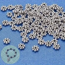 10 件/包 14K 镀金防锈雪花花珠宝饰品适用于 DIY 手链、项链、串珠工艺品 - 銀色 - 查看 4