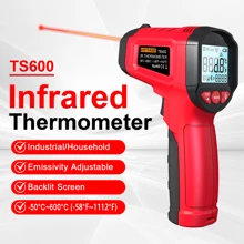 HYTAIS HYTAIS TS600 Digital Thermometer, Non-Contact Temperature Sensor, Non Contact IR Gun Emissivity Adjustable -50~600°C Handheld Temp Measure For Cooking Pizza Oven Industrial Outdoor