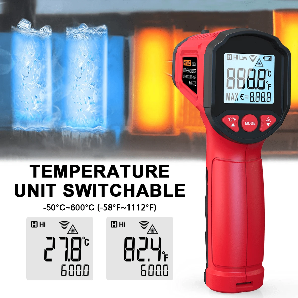 HYTAIS TS600 Digital Thermometer, NonContact Temperature Sensor, Non