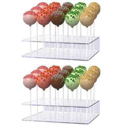 1PC/2PCS Cake Pop Stand, Acrylic Lollipop Hold Stand, Clear Cake Pop Display Holder, 12/15 Holes Candy Pop Holder