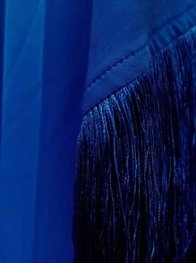 Effen kleur staande kraag kwastjes lange bescheiden lange mouwen abaya Arabische jurk voor dames, kaftan