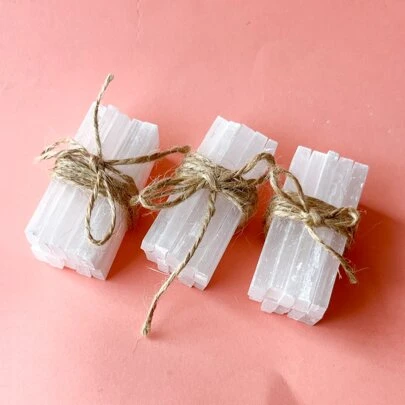 Natural Rock Crystal Selenite Stick Bundles - 10/20/30 Pieces Set, Pure White Raw Selenite Rods For Healing, Meditation And Energy Clearing