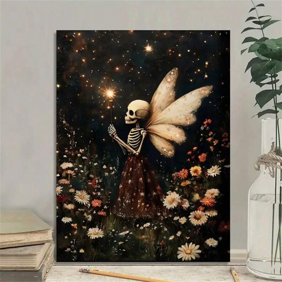 1 bức tranh vải canvas đóng khung bằng gỗ hình đầu bếp bộ xương Halloween, tranh tường Halloween cổ điển có thể in, tranh in Cottagecore tối màu, đồ trang trí Gothic Dark Academia, nghệ thuật nhà bếp Moody - Nhiều màu - Xem 1