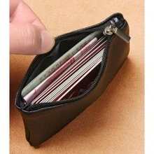 Customized Letters 1PC Classic Men Women Pebble PU Leather Mini Wallet Personalized Name Coin Purse Ultra-Thin Zipper Short Change Bag Purse Small Organizer Card Bag,New Year Glamour - Coffee Brown - View 5