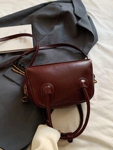 女士时尚个性精致小枕头包波士顿包 PU材质 拉链防盗 带星星吊坠 休闲风 INS风 韩版简约百搭 手机包 手拿包 带肩带 节日礼物 - 酒紅色 - 查看 4