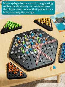 1pc/Chain Triangle Chess Game, Board Games For Family Night, Triggle Rubber Band Game,Family Games For Geometric Multiplayer Rubber Band Triangle Chain Game,2 To 4 Players,Halloween Christmas Gift For Friends,Leisure And Entertainment Suitable For Family Gatherings, Camping, And Picnics