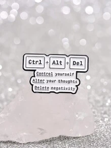 1pc Control Yourself Alter Your Thoughts Delete Negativity Pin Funny Computer Control Keyboard Ctrl+Alt+Del Metal Brooch Jewelry