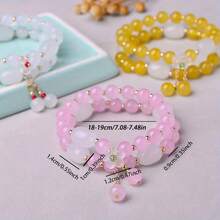 2 chiếc/1 bộ hạt tùy chỉnh nhẹ sang trọng kiểu Trung Hoa mới đào hoa thủy tinh quà tặng tiệc thời trang cho phụ nữ vòng tay - Nhiều màu - Xem 4