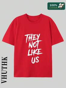 (220 Pure Cotton T-Shirt)    Men's Summer Round Neck Short Sleeved Casual Pure Cotton THEY NOT LIKE US